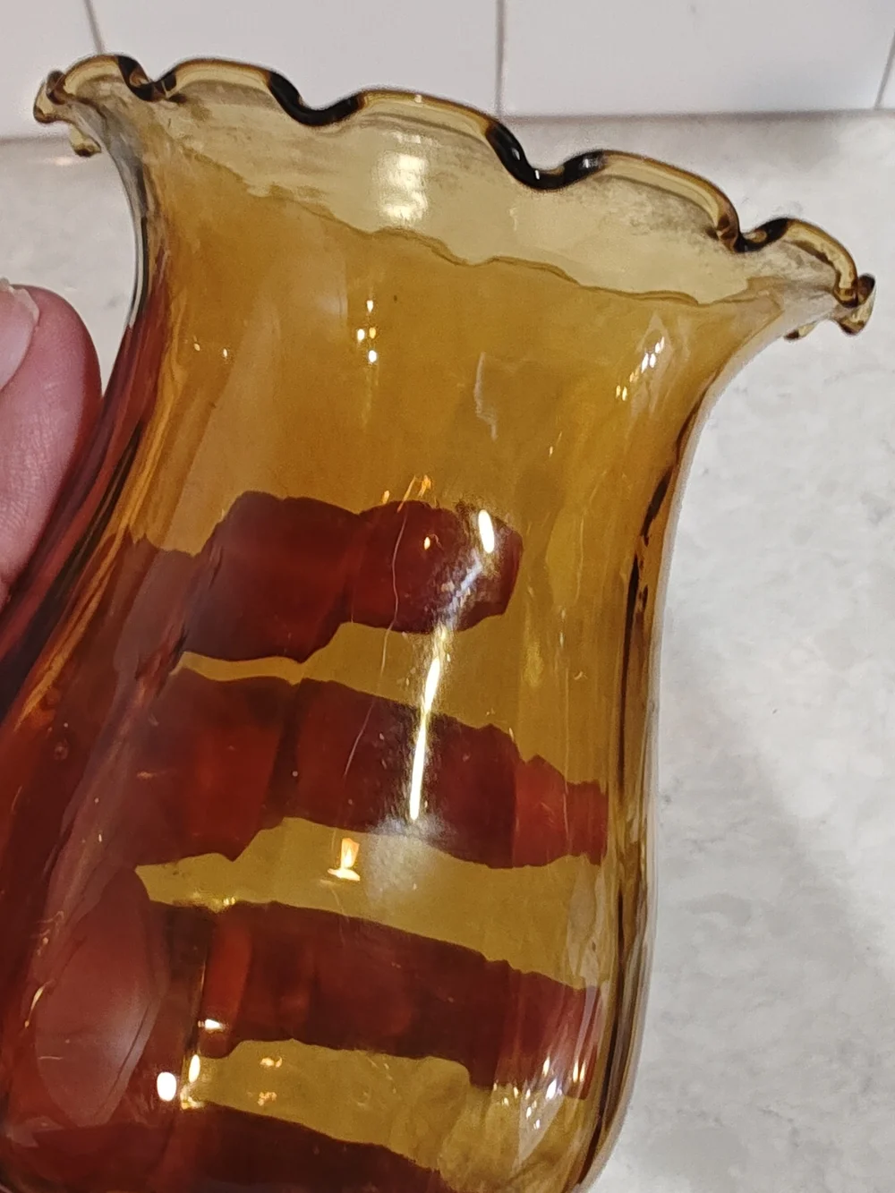 Vintage Homco Peg Votive Tulip Candle Holder Sconce Amber Glass Honeycomb 5-1/4